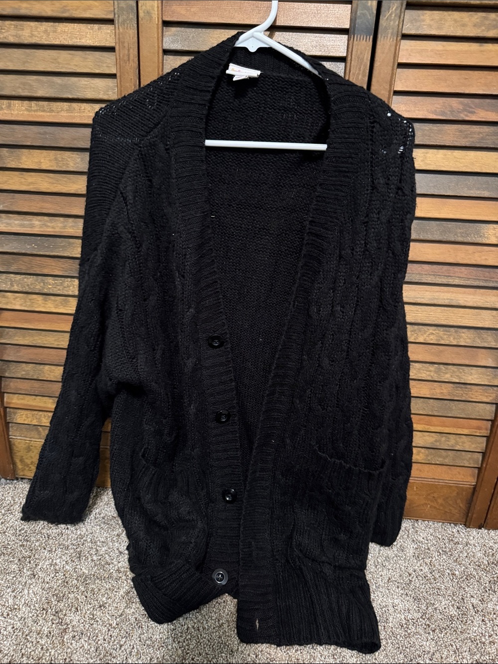 LuLaRoe Black Cable Knit Button-Front Cardigan
